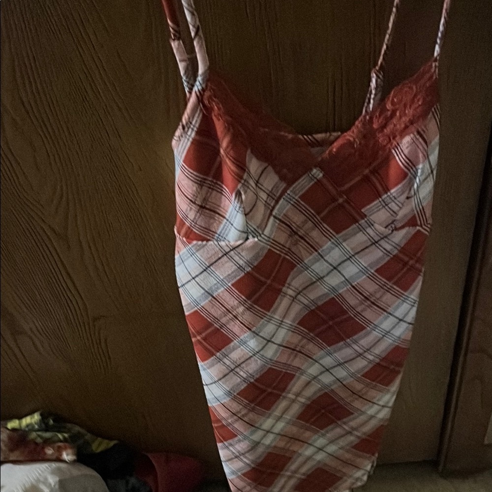 Red Plaid Slip Dress